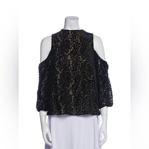 Alice + Olivia Velvet Burnout Cold Shoulder Blouse